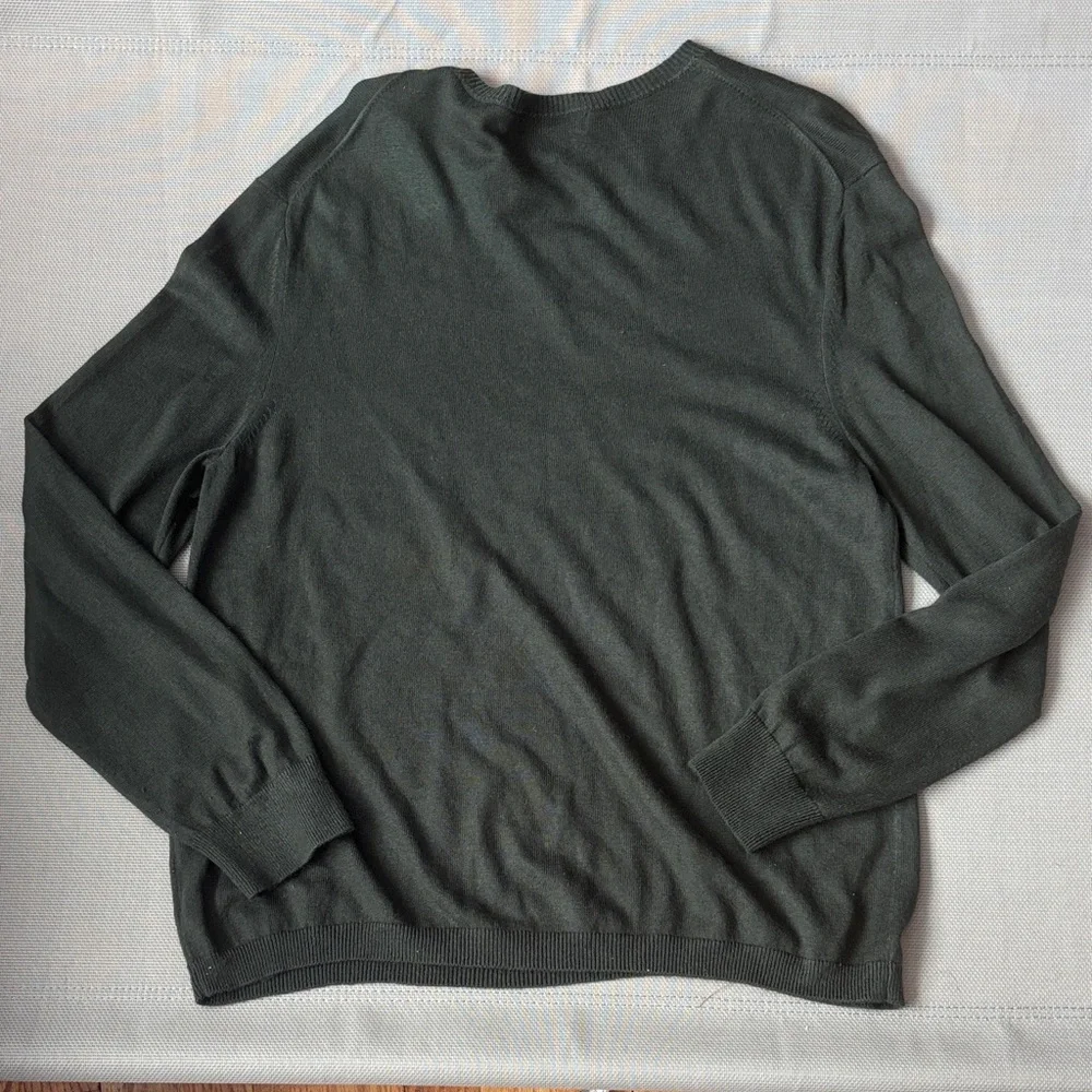 Banana Republic Dark Green V-Neck Sweater sz L SILK CASHMERE blend
